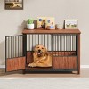Furniture Style Dog Crate with Double Doors, Walnut Indoor Pet Kennel End Table for Large & Medium Dogs, 31.5''/43.3'' Pet House-3irtyhousy - 2 of 4