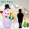 Itopfox 5ft Inflatable Snowman with Rotating LED Projection Waterproof Christmas Outdoor Lawn Decoration for Holiday Party 1 Piece - 2 of 4