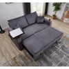 TiramisuBest Corduroy 2 Seat Sofa Sleeper Convertible Couch with USB Cup Holders 2 Pillows Pull Out Bed Living Room Guest Room, Dark Gray - 2 of 4