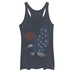 Women's Lost Gods Flying American Flag Eagle Racerback Tank Top - 1 of 3