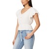 WallFlower Women's Adrianne Flutter Sleeve V-Neck Rayon Challis Swiss Dot Peplum Top - image 3 of 3