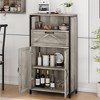 Farmhouse Storage Cabinet, Floor Cabinet with Barn Doors and Drawer, Freestanding Wood Kitchen Cabinet, for Bathroom, Living Room, Grey - image 2 of 4