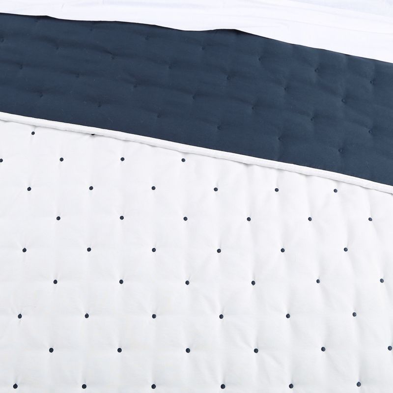 Embroidered Swiss Dot White and Navy Quilt Set - Levtex Home, 5 of 7