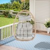 NAYSAYE Patio Swing Rattan Egg Hanging Chair with Wood Frame for Outdoor Garden Relaxation, Light Gray, 46.17"*30.17"*5.67" - 2 of 4
