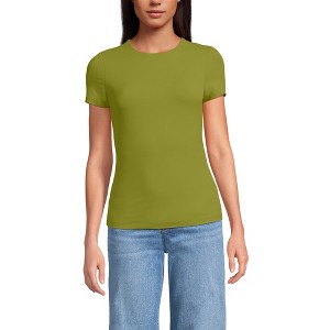Lands' End Womens Short Sleeve Tugless Double Layer Crew Neck Knit Top - 1 of 3
