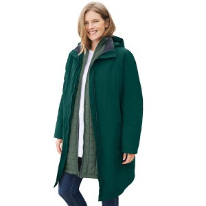 Woman Within 3-In-1 Hooded Taslon Jacket - 1 of 4