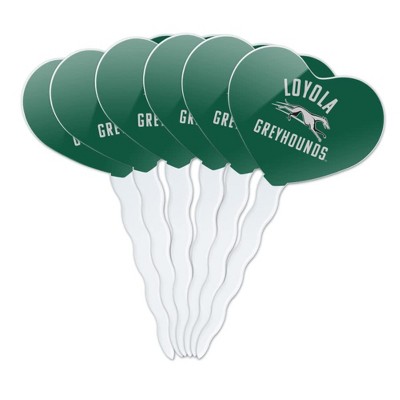 Loyola University Maryland Greyhounds Logo Heart Love Cupcake Picks Toppers Decoration Set of 6