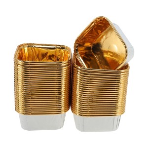 Unique Bargains Square Shape Disposable Baking Cups Aluminum Foil 3.35"x3.35"x1.38" 50 Pcs - 1 of 4