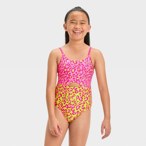 Girls Leopard Spotted Cutie One Piece Swimsuit Cat Jack S