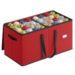 SONGMICS Large Christmas Ornament Storage Box, Dual Zippers, Stackable Christmas Storage Container with Lid, 8 Trays, 600D Oxford, 3-Inch 128 Slots - 1 of 4