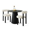 Dwen+Shaun 3-Piece Dining Table Set for 2, 35" Manufactured Black Grain Table and 18.5" Wide 2 Round Seat Boucle Chairs for Apartmrnt-Maison Boucle - 2 of 4