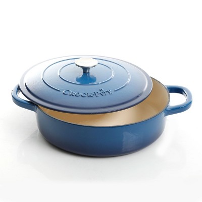 Sapphire Blue 5 Quart Enameled Cast Iron Braiser Pan with Lid