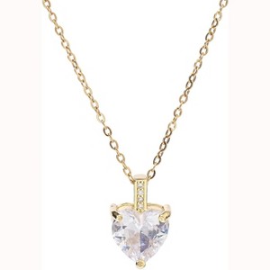 Birthstone Heart Necklace for Women, 14K Gold Plated with Cubic Zirconia Accents - 1 of 4