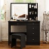 FUFU&GAGA LED Dimmable Mirror Dresser Dressing Table with Drawers Stool - 2 of 4