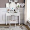 Tangkula Tri-Folding Mirror Vanity Makeup Set Dressing Table & Stool Unit w/ 7 Drawer - 2 of 4