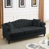 79' Chesterfield Velvet Tufted 3 Seater Sofa with Rolled Arms & Nailhead Trim for Living Room Bedroom Apartment-Baofuwish - 3 of 4