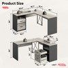 Bestier 55 L-Shaped Reversible Desk with Drawers and Filing Cabinet Rustic Style Computer Desk with Monitor Stand Gray Color Home Office Corner Desk - 4 of 4