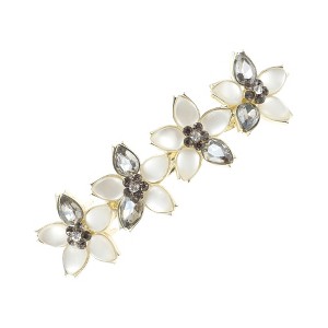 Unique Bargains Rhinestones Flower French Barrette Hair Clips 1 Pc - 1 of 4