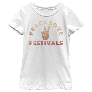 Girl's Lost Gods Peace Love Festivals T-Shirt - 1 of 4