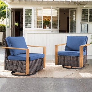 Buenhomino Patio Chairs Set of 2, Outdoor Swivel Rocker Patio Chairs, Metal Patio Furniture with Deep Seating and Wide Arm for Deck, Porch, Yard - 1 of 4