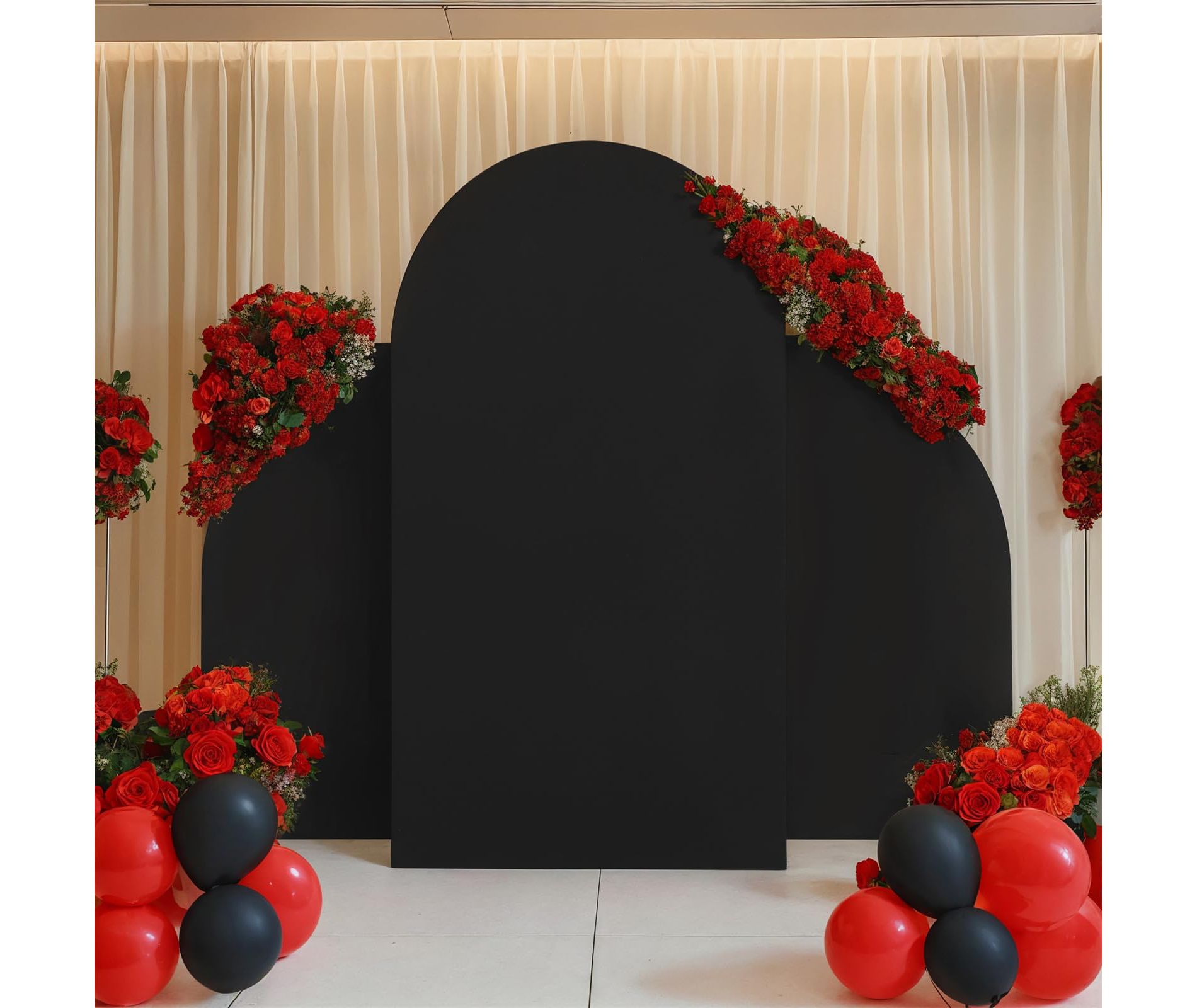 Arch Backdrop Stand Set of 3, Wedding Arch Cover, Double Sided Round Top and Half Moon Top Stretchy Backdrop for Birthday Parties, Banquets