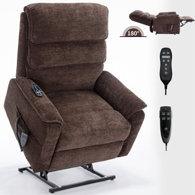 TiramisuBest Up to 350 LBS Chenille Power Lift Recliner Chair, Heavy Duty Motion Mechanism with 8-Point Vibration Massage and Lumbar Heating