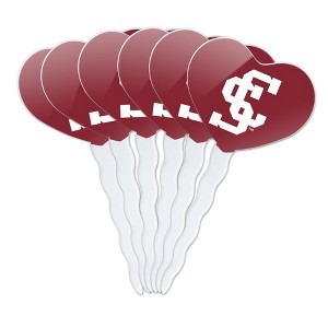Santa Clara University Primary Logo Heart Love Cupcake Picks Toppers Decoration Set of 6 - 1 of 4
