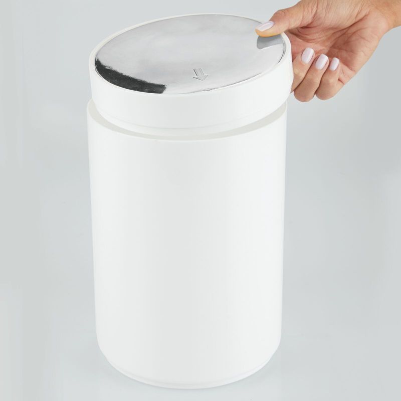 mDesign Plastic Small Round Trash Can Wastebasket, Swing Lid, 4 of 7