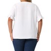 Agnes Orinda Women's Plus Size V Neck Ruffle Short Sleeve Casual Chiffon Blouse - 4 of 4