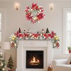 TackView 6FT Pre-Lit Christmas Garland, Xmas Garland with 20 Lights Flowers Ball Ornaments Berries, Xmas Decorations for Indoor Outdoor Decoration - 3 of 4