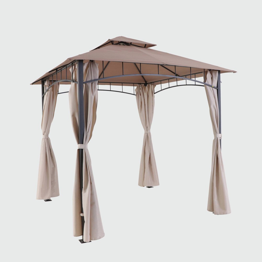 10'x10' Steel Gazebo with Curtains - Beige - Threshold was $700.0 now $350.0 (50.0% off)