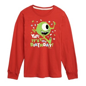 Boys' - Disney - Mike Yay It's My Birthday Long Sleeve Graphic T-Shirt - 1 of 4