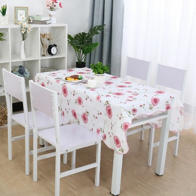 41"x60" Rectangle Vinyl Water Oil Resistant Printed Tablecloths Pink Sunflower - PiccoCasa