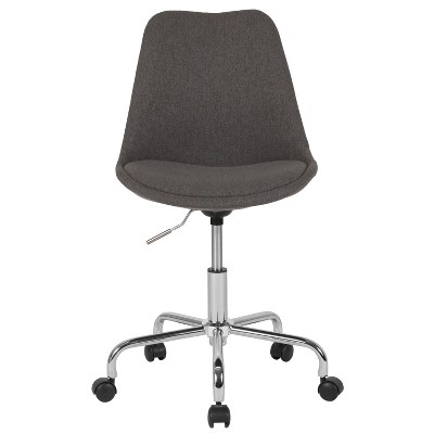 Mid-Back Dark Gray Fabric Swivel Task Office Chair with Chrome Base