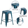 Emma and Oliver Commercial Grade 4 Pack 24" High Backless Distressed Metal Indoor-Outdoor Counter Height Stool - 3 of 4