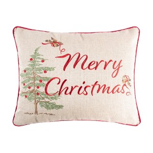 Tinsel Tidings Embroidered Birds & Trees Pillow - Levtex Home - 1 of 3