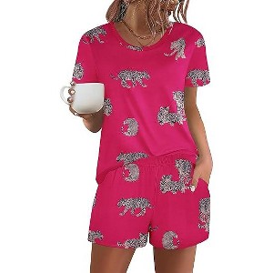 Ekouaer Women's Pajama Sets Short Sleeve Pjs 2 Piece Top and Shorts Sleepwear Comfy Soft Lounge Sets with Pockets - 1 of 4