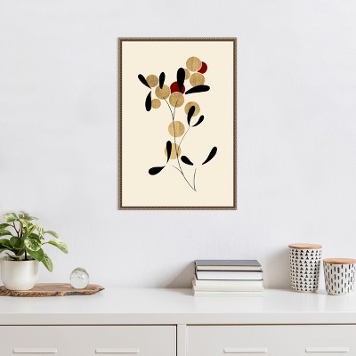 Eastern-Inspired Minimalist Black and Gold Framed Canvas Wall Art