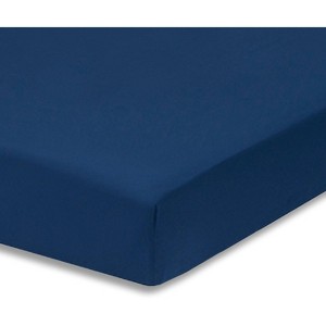 Everyday Kids Fitted Crib Sheet, 100% Soft Breathable Microfiber Baby Sheet, Fits Standard Size Crib Mattress 28in x 52in, Navy Nursery Sheet - 1 of 4