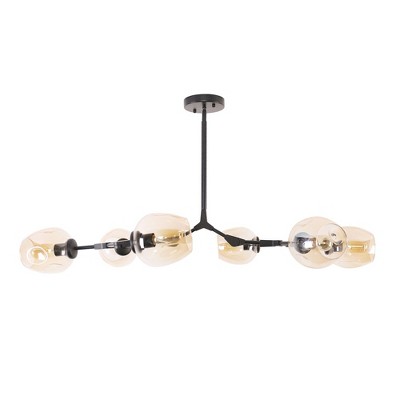 Bella Depot 6-Light Sputnik Modern Linear Chandelier with Clear Glass Shades