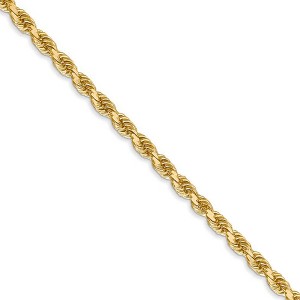 Black Bow Jewelry 3mm 14k Yellow Gold, Solid Diamond Cut Rope Chain Necklace - 1 of 4