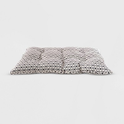 Ivory and Black Printed Microsuede Tufted Dog Mat