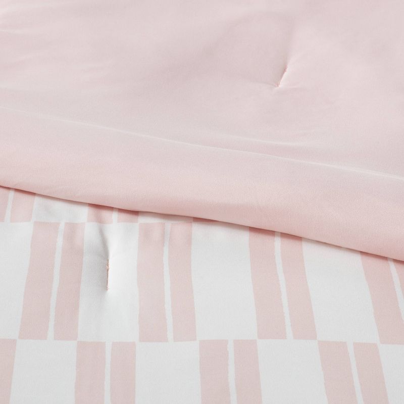 Dash Stripe Printed Microfiber Reversible Comforter & Sheets Set Ivory/Light Pink - Room Essentials™, 5 of 9