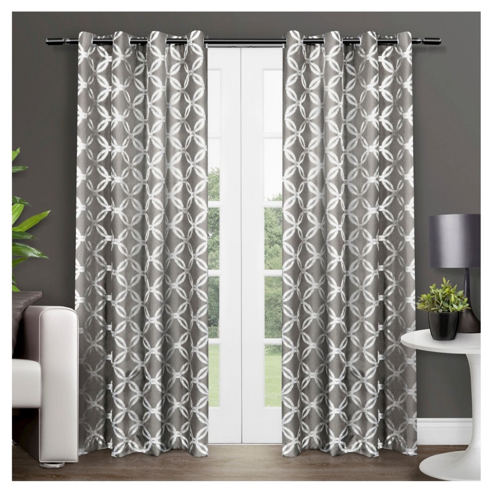 Photos - Curtains & Drapes Set of 2 108"x54" Modo Metallic Geometric Grommet Top Window Curtain Panel