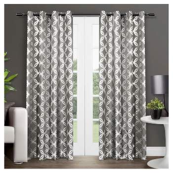 Set of 2 96"x54" Modo Metallic Geometric Light Filtering Window Curtain Panel Dark Gray - Exclusive Home