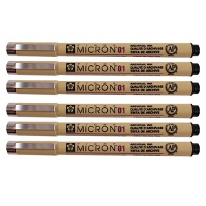 Sakura Pigma Micron Pen Fineliner Black Ink 6/Pack (SAKXSDK0149-6) - 1 of 4