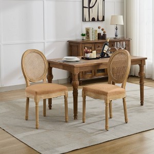 NicBex Set of 2 French Style Velvet Dining Chairs, Antique Painted Solid Wood Kitchen Side Chairs, Nailhead Trim & Steel Spring Cushion - 1 of 4