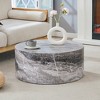 FURNIinspire Coffee Tables Gray Marble Textured Cylinder Coffee Table with Stone Finish Large Size for Living Room, Gray, 27.5"*27.5"*12" - 4 of 4