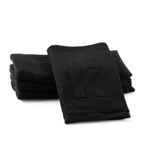Waterdale Collection - Black Initial Embossed Finger Towel - 1 of 4