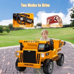 12V Ride On Dump Truck for Kids with Parental Remote Control 4-Wheeler Toy Electric Car - 1 of 4